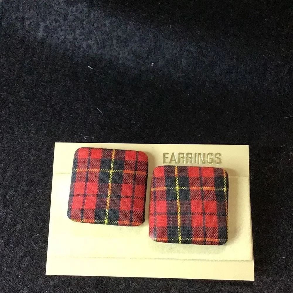 Vintage new old stock Plaid earrings